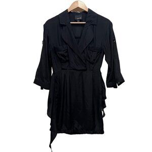 Aryn K Black Dress Size XS Rayon Mini Dress 2/3 Sleeves EUC